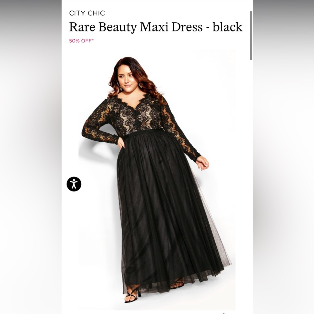 City Chic Rare Beauty long sleeve black lace dress